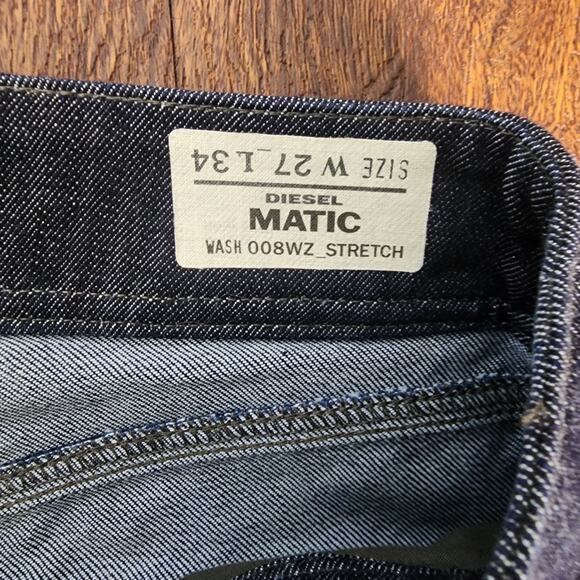 Diesel Matic Low Rise Slim Straight Low Rise Dark Wash Jeans, Size 27 W 34 L - Picture 10 of 12